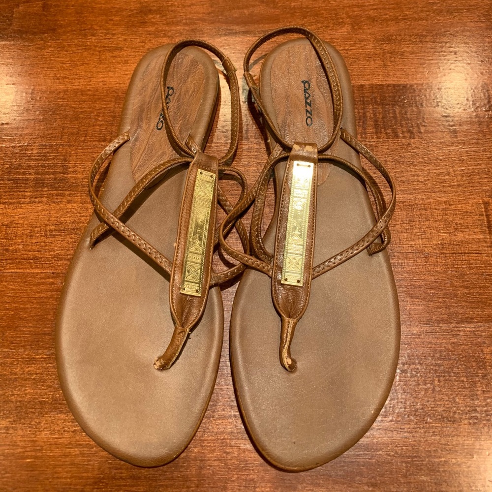 PAZZO brown and gold sandals